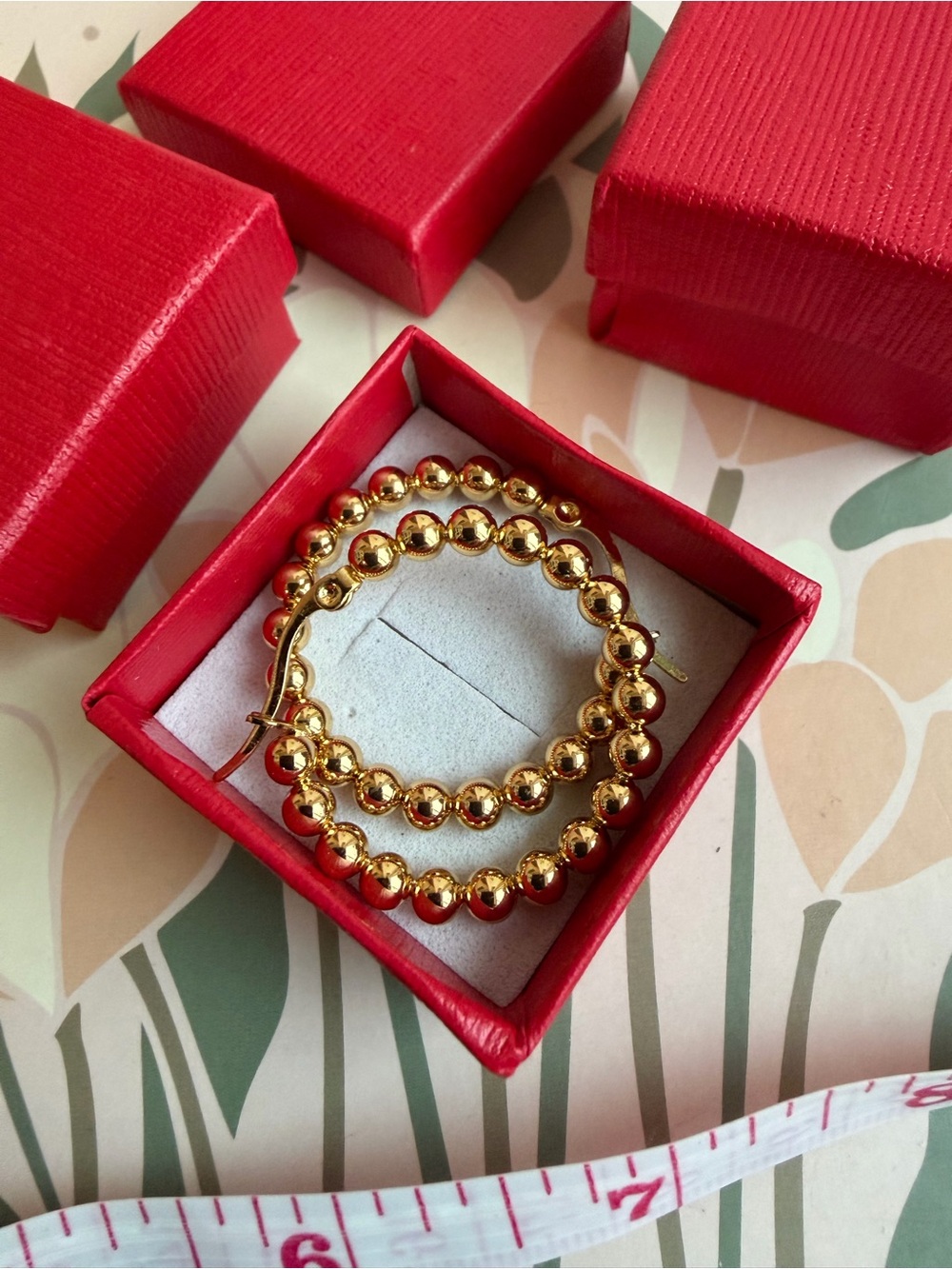 Gold Beaded Circle Hoop Earrings
